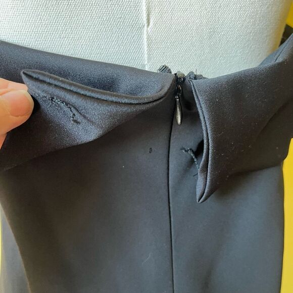 Vintage 90s Niki Livas Black Chiffon Slip Dress Satin Bust LBD L XL Formal - Picture 6 of 8